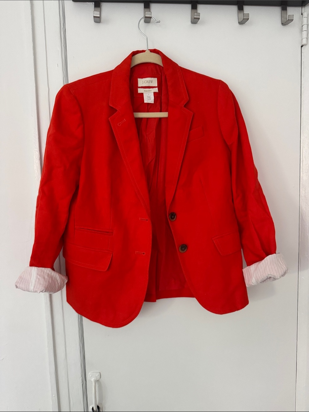 J. Crew Bright Sunset Orange Schoolboy Blazer